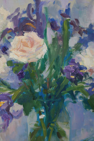 Original art for sale at UGallery.com | Irises and Roses by Oksana Johnson | $1,200 | oil painting | 20' h x 16' w | photo 4