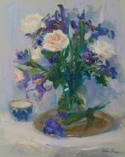 Irises and Roses by Oksana Johnson |  Artwork Main Image 