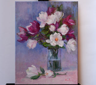 Original art for sale at UGallery.com | Magnolia Bouquet by Oksana Johnson | $1,400 | oil painting | 24' h x 18' w | photo 3