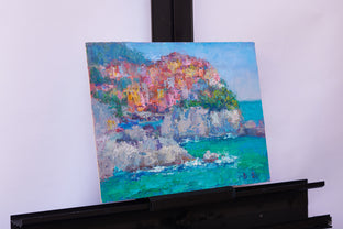 Original art for sale at UGallery.com | The Village by the Sea by Oksana Johnson | $650 | oil painting | 9' h x 12' w | photo 2