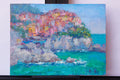 Original art for sale at UGallery.com | The Village by the Sea by Oksana Johnson | $650 | oil painting | 9' h x 12' w | thumbnail 3