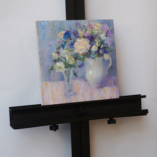 Original art for sale at UGallery.com | White Rose and Wild Flowers by Oksana Johnson | $775 | oil painting | 12' h x 12' w | photo 3