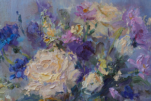 Original art for sale at UGallery.com | White Rose and Wild Flowers by Oksana Johnson | $775 | oil painting | 12' h x 12' w | photo 4