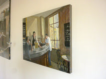 Original art for sale at UGallery.com | Morning Coffee by Bertrand Girard | $2,850 | mixed media artwork | 24' h x 30' w | thumbnail 3