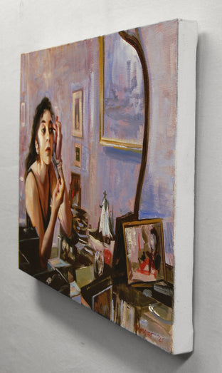 Original art for sale at UGallery.com | The Girl in the Mirror by Onelio Marrero | $700 | oil painting | 12' h x 16' w | photo 2