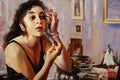 Original art for sale at UGallery.com | The Girl in the Mirror by Onelio Marrero | $700 | oil painting | 12' h x 16' w | thumbnail 4