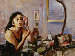 Original art for sale at UGallery.com | The Girl in the Mirror by Onelio Marrero | $700 | oil painting | 12' h x 16' w | photo 1