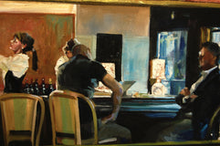 Original art for sale at UGallery.com | Art Deco Bistro by Onelio Marrero | $900 | oil painting | 14' h x 18' w | thumbnail 4
