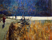Original art for sale at UGallery.com | Central Park Pond in Winter by Onelio Marrero | $1,975 | oil painting | 24' h x 30' w | thumbnail 1