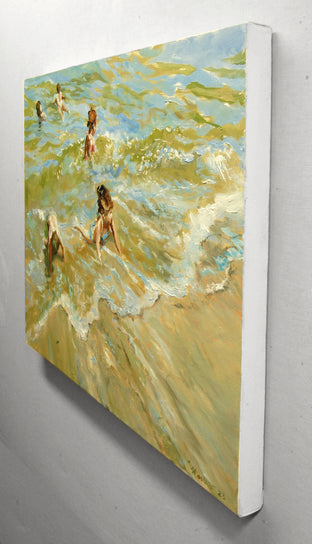 Children Along the Seashore by Onelio Marrero |  Side View of Artwork 