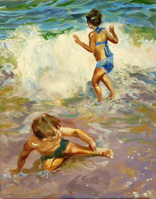 Original art for sale at UGallery.com | Children in the Rollers by Onelio Marrero | $575 | oil painting | 14' h x 11' w | photo 1