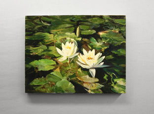 Original art for sale at UGallery.com | Early Morning Light on Water Lilies by Onelio Marrero | $1,000 | oil painting | 16' h x 20' w | photo 3