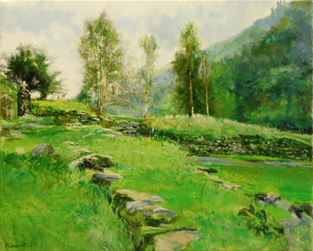 oil painting by Onelio Marrero titled Glendalough Cemetery