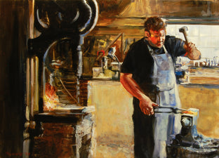 Original art for sale at UGallery.com | Hammer and Anvil by Onelio Marrero | $1,125 | oil painting | 18' h x 24' w | photo 1
