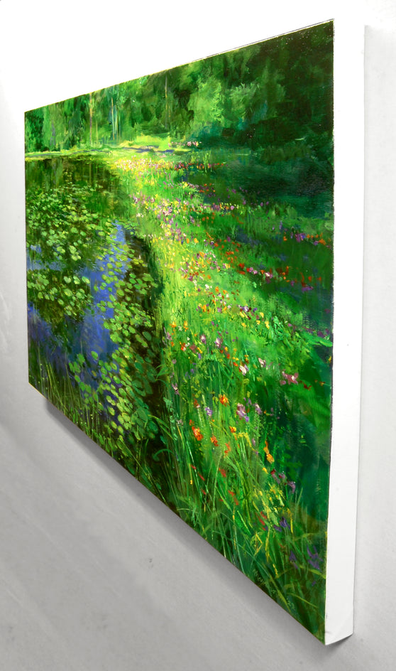 Hepner Pond Early Morning by Onelio Marrero |  Side View of Artwork 