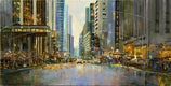 Original art for sale at UGallery.com | Manhattan Holiday Lights by Onelio Marrero | $925 | oil painting | 12' h x 24' w | thumbnail 1