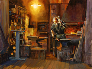 Original art for sale at UGallery.com | My Favorite Anvil by Onelio Marrero | $1,125 | oil painting | 18' h x 24' w | photo 1