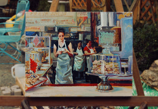 Original art for sale at UGallery.com | Pastry Counter by Onelio Marrero | $625 | oil painting | 11' h x 14' w | photo 3