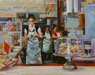 Original art for sale at UGallery.com | Pastry Counter by Onelio Marrero | $625 | oil painting | 11' h x 14' w | photo 1