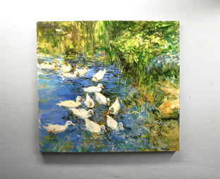 Original art for sale at UGallery.com | Pekin Ducks by Onelio Marrero | $2,050 | oil painting | 28' h x 30' w | photo 3