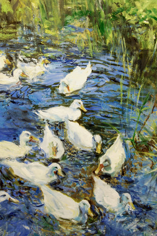 Original art for sale at UGallery.com | Pekin Ducks by Onelio Marrero | $2,050 | oil painting | 28' h x 30' w | photo 4