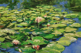 Pink Water Lilies: August by Onelio Marrero |   Closeup View of Artwork 