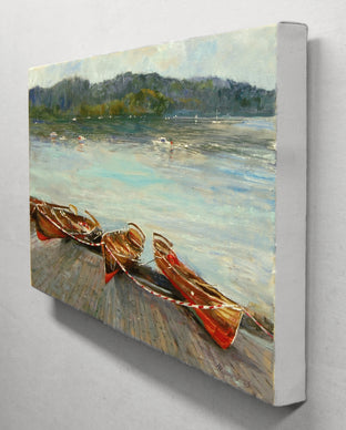 Skiffs at Lake Windermere by Onelio Marrero |  Side View of Artwork 
