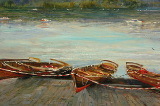 Skiffs at Lake Windermere by Onelio Marrero |   Closeup View of Artwork 