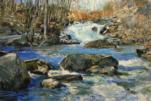 Original art for sale at UGallery.com | The Falls at Boonton by Onelio Marrero | $925 | oil painting | 14' h x 22' w | photo 1