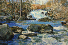 Original art for sale at UGallery.com | The Falls at Boonton by Onelio Marrero | $925 | oil painting | 14' h x 22' w | thumbnail 1