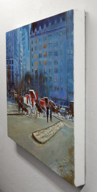 The Plaza before the Snowfall by Onelio Marrero |  Side View of Artwork 