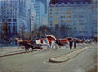Original art for sale at UGallery.com | The Plaza before the Snowfall by Onelio Marrero | $1,100 | oil painting | 18.25' h x 24.25' w | thumbnail 1