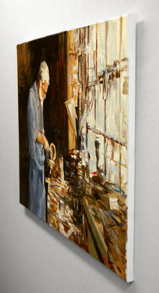 Original art for sale at UGallery.com | The Woodcarver by Onelio Marrero | $1,125 | oil painting | 18' h x 24' w | photo 2