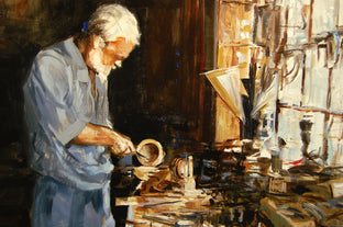 Original art for sale at UGallery.com | The Woodcarver by Onelio Marrero | $1,125 | oil painting | 18' h x 24' w | photo 4