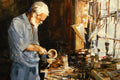 Original art for sale at UGallery.com | The Woodcarver by Onelio Marrero | $1,125 | oil painting | 18' h x 24' w | thumbnail 4