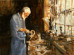 Original art for sale at UGallery.com | The Woodcarver by Onelio Marrero | $1,125 | oil painting | 18' h x 24' w | thumbnail 1