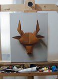 Original art for sale at UGallery.com | Bull by Daniel Caro | $700 | oil painting | 15.7' h x 11.8' w | thumbnail 4