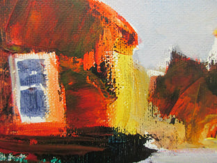 Orange House and Drive by Janet Dyer |   Closeup View of Artwork 