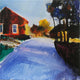 Original art for sale at UGallery.com | Orange House and Drive by Janet Dyer | $525 | acrylic painting | 12' h x 12' w | thumbnail 1