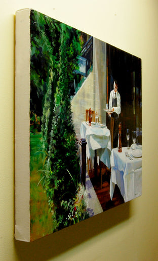 Original art for sale at UGallery.com | Outdoor Bistro by Onelio Marrero | $1,025 | oil painting | 18' h x 24' w | photo 2