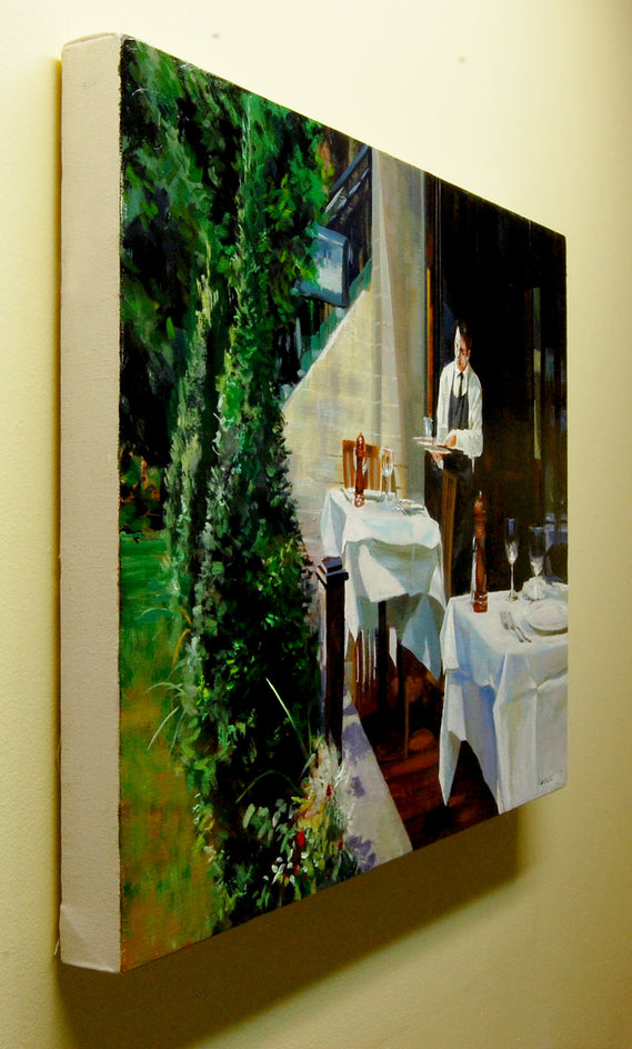 Outdoor Bistro by Onelio Marrero |  Side View of Artwork 