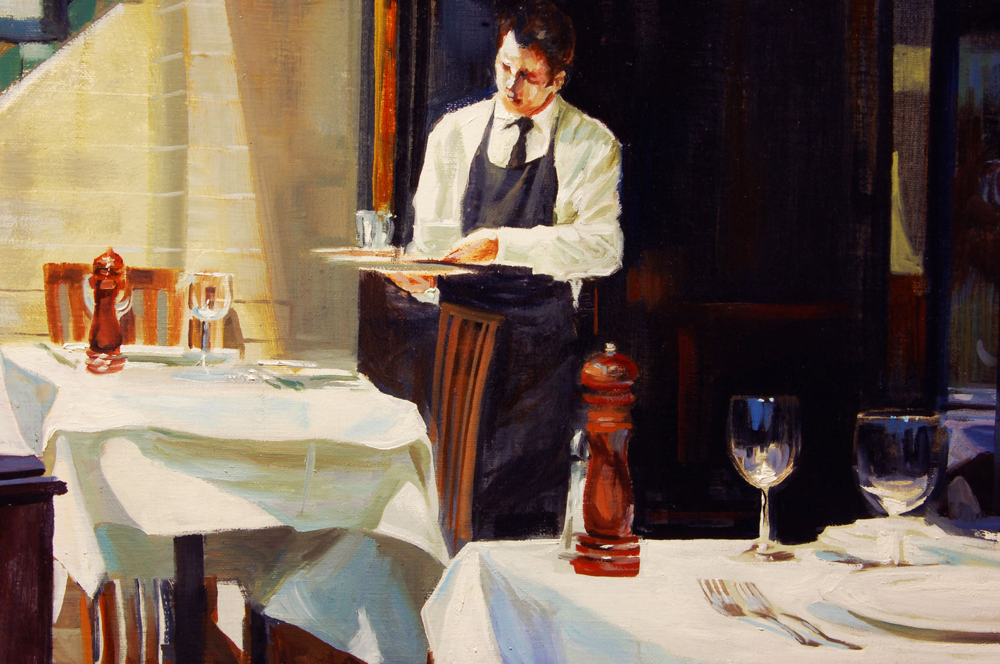 Outdoor Bistro by Onelio Marrero |  Closeup View of Artwork 