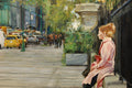 Original art for sale at UGallery.com | Waiting Outside Bryant Park by Onelio Marrero | $1,825 | oil painting | 24' h x 36' w | thumbnail 4