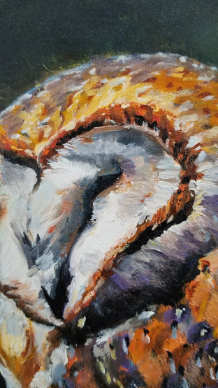 Original art for sale at UGallery.com | Barn Owl Blues by Jan Fontecchio Perley | $875 | oil painting | 14' h x 11' w | photo 4