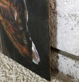 Original art for sale at UGallery.com | Barn Owl Blues by Jan Fontecchio Perley | $875 | oil painting | 14' h x 11' w | photo 2