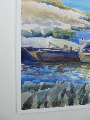 Oyster Farm Boats at Tomales Bay by Catherine McCargar |  Side View of Artwork 