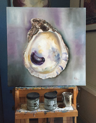 Original art for sale at UGallery.com | Bay Oyster Shell by Kristine Kainer | $1,750 | oil painting | 24' h x 24' w | photo 3