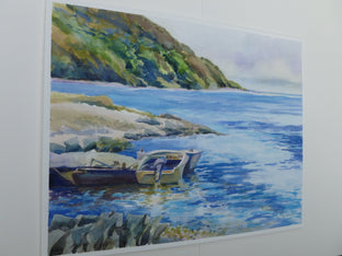 Original art for sale at UGallery.com | Oyster Farm Boats at Tomales Bay by Catherine McCargar | $375 | watercolor painting | 11' h x 14' w | photo 3