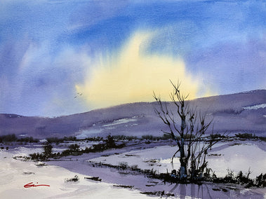 watercolor painting by Posey Gaines titled Sunrise Winter