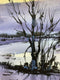 Original art for sale at UGallery.com | Sunrise Winter by Posey Gaines | $800 | watercolor painting | 18' h x 24' w | thumbnail 4